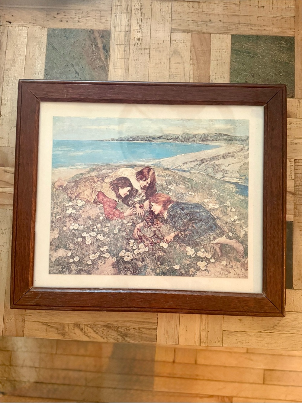 Framed Vintage Art Print – "The Captive Butterfly" (1905) by E.A. Hornel